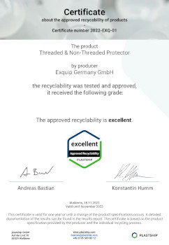 Exquip Germany GmbH Certificate about the approved recycability of products