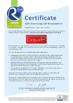 Exquip Germany GmbH renewable energy certificate